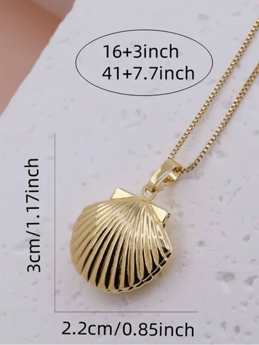 Mermaid Gold Shell Locket Necklace - Picture 2 of 7